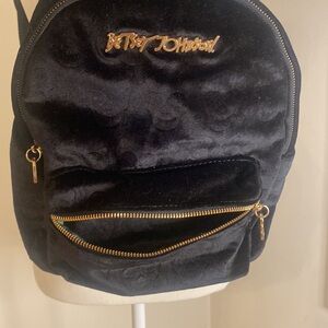 Rare Betsey Johnson Velvet skull embossed backpack. Black New looking condition